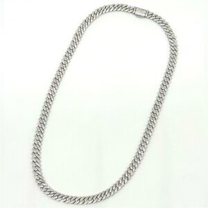 925 Silver, 11.7CTW Moissanite Arc Miami Cuban Chain